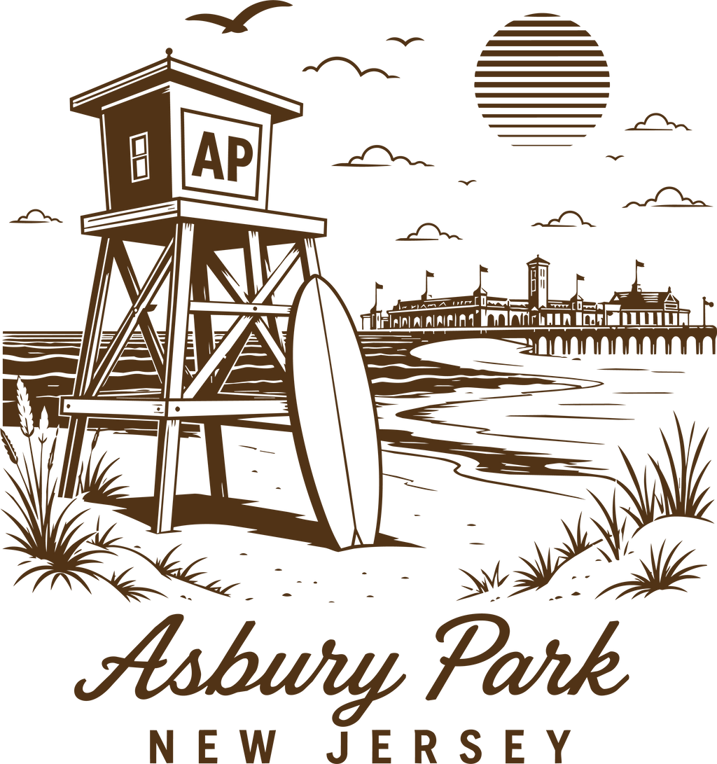 Asbury Park NJ Beach Scene Comfort Colors Unisex Garment-Dyed Heavyweight T-Shirt